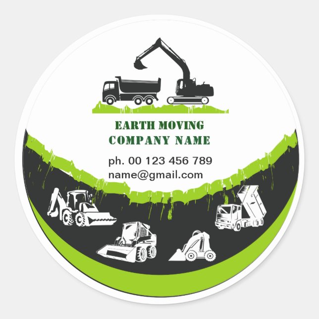 Magnet für Erdbewegung, Bagger, Landschaftsbau Runder Aufkleber (Vorderseite)