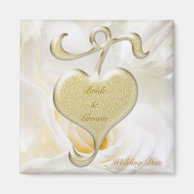 Magnet für Goldenes Herz Gastgeschenk Hochzeit (Vorne)