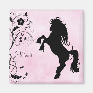 Magnet für personalisiertes Zuchtpferd und Blume