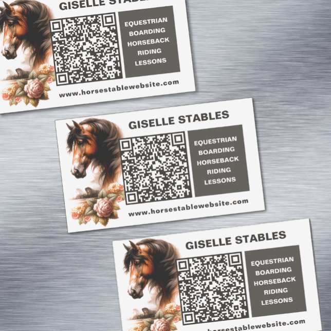 Magnet für Pferde mit QR-Code (Horse Business Magnet Cards with QR Code)