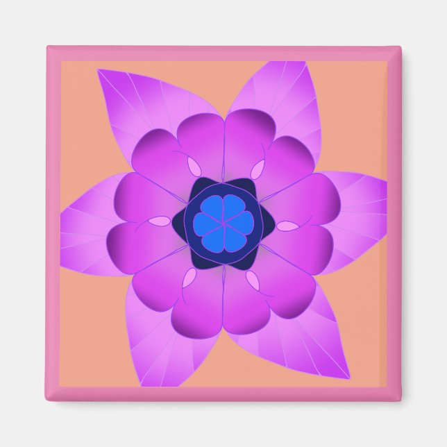 Magnet für rosa und blaue Blume (Vorne)