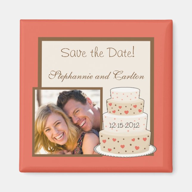 Magnet für Rot/Creme-Hochzeitstorte (Vorne)