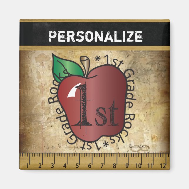 Magnet für Vintage Lehrer der 1. Klasse (Vorne)