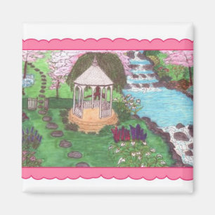 Magnet-Gazebo in einer schönen Garteneinstellung Magnet