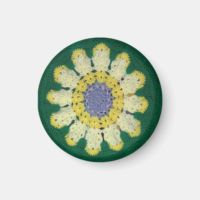 Magnet - Gelbe Crocheted Daisy (Vorne)