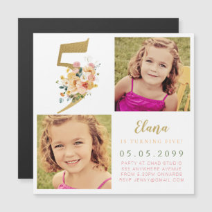 MAGNET Girls Gold Numéro 5 5e anniversaire Année P