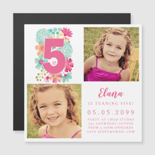 MAGNET Girls Pink Nummer 5 5. Geburtstag Foto