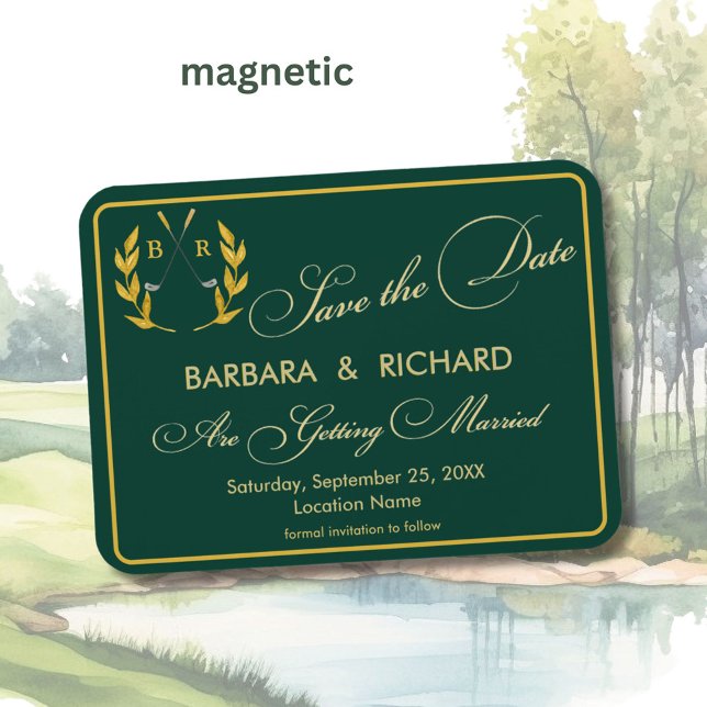 MAGNET Golf Theme Monogram Wedding Save the Date (Von Creator hochgeladen)