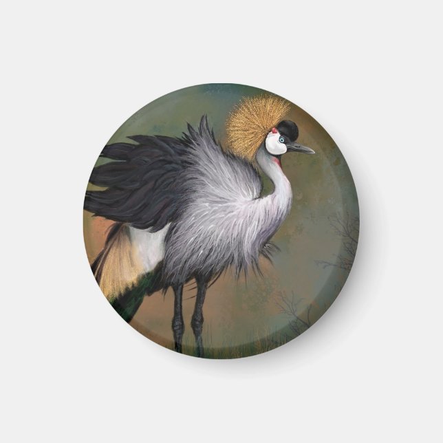 Magnet Gray Crowned Crane Bird (Vorne)