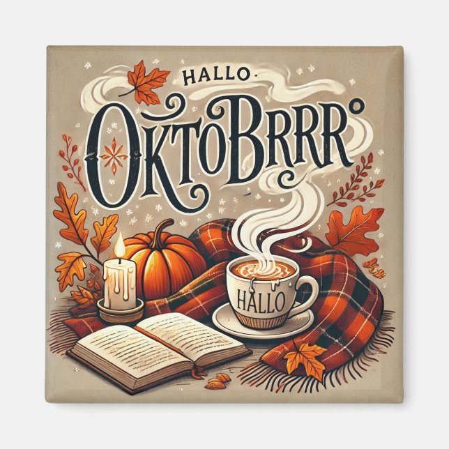 Magnet: Hallo Oktobrrr Herbstdesign Magnet (Vorne)