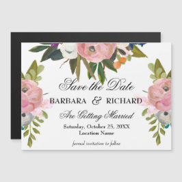 *MAGNET Handbemalte Blumige Hochzeit - Merkt Euch Magnetkarte
