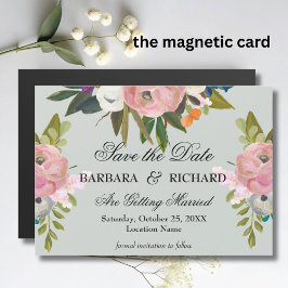 *MAGNET Handpainted Floral Wedding Save the Date Magnetkarte