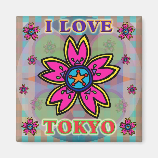 Magnet "I LIEBE TOKYO" Blume (Vorne)