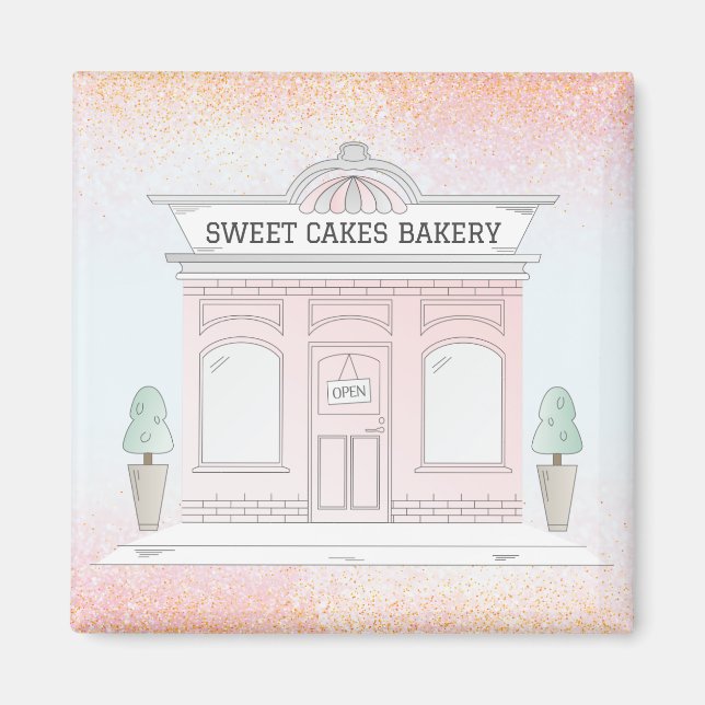 Magnet Illustriert Bäckerei Café Außenshop Pink (Vorne)