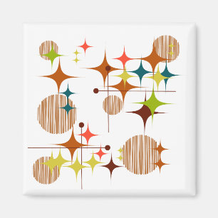 Magnet im Mid-Century-Modern-Starbursts- und Globe