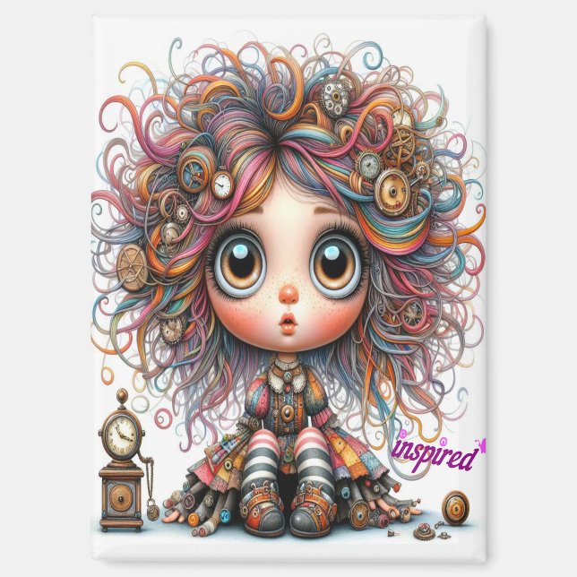 Magnet inspiré de la fille Quirky Steampunk (Recto)