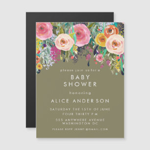 MAGNET Invitation Baby shower floral peint