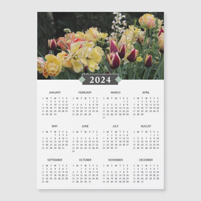 Magnet Jardin Fleur Jaune 2024 Calendrier (Devant)