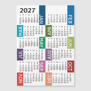 Magnet Kalender - 12 Monate funky farbenfrohe Mona