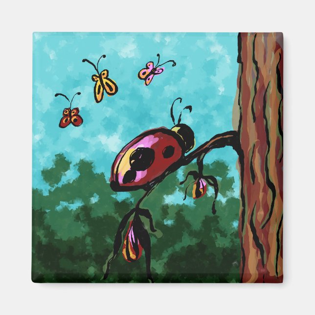 Magnet, Ladybug auf einem Zweigbild Magnet (Vorne)