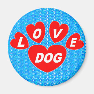 Magnet Liebe Hund hört rot auf hellblau