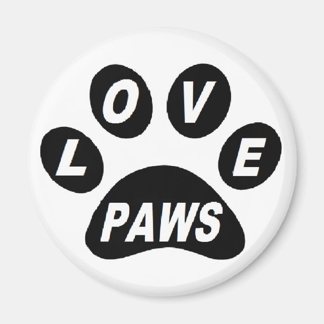 Magnet-Liebe Paws auf Schwarz Magnet (Vorne)