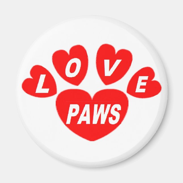 Magnet Liebe Paws Hearts Red (Vorne)