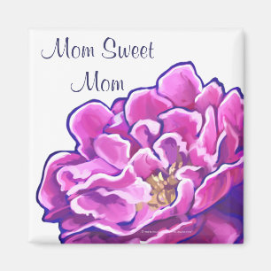Magnet Maman Douce Pivoine Rose Peinte