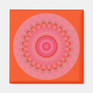Magnet Mandala rose, orange et jaune