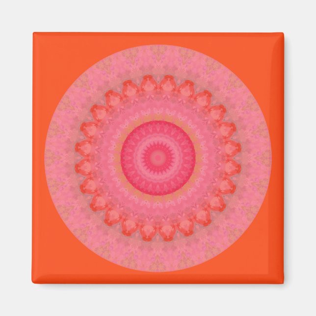 Magnet Mandala rose, orange et jaune (Devant)