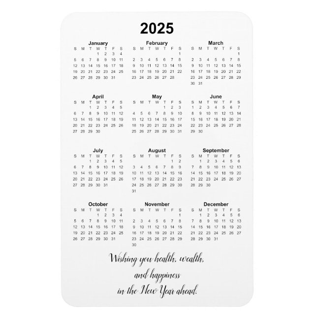 Magnet mensuel du calendrier 2025 avec devis (Vertical)