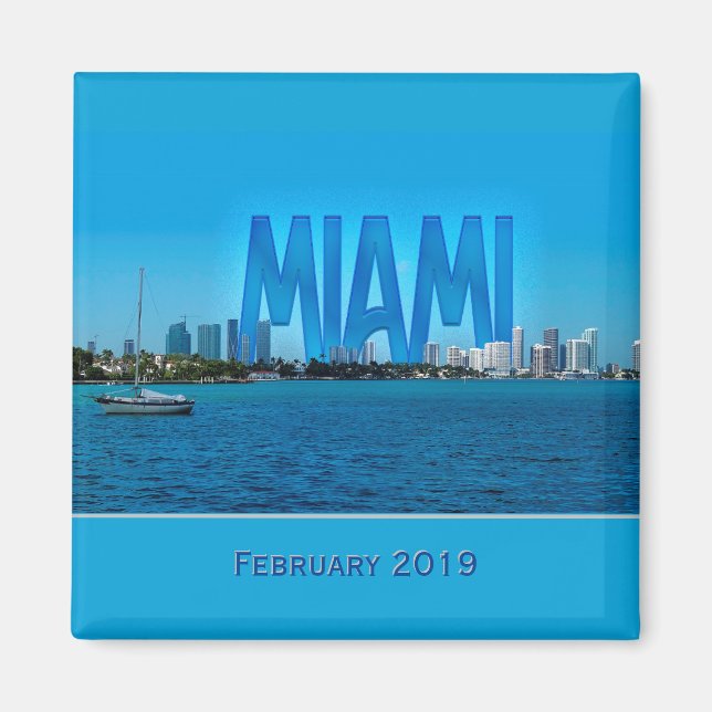 Magnet Miami Skyline (personnalisable) (Devant)