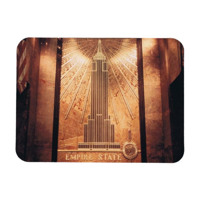 Magnet mit Empire State Gebäude Plaque Foto (Horizontal)