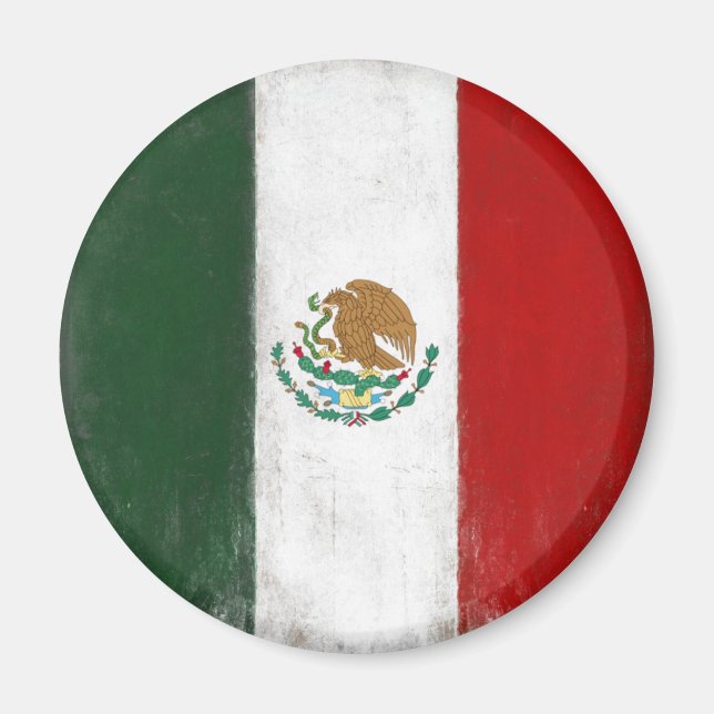 Magnet mit gebeutelter Flagge aus Mexiko (Vorne)