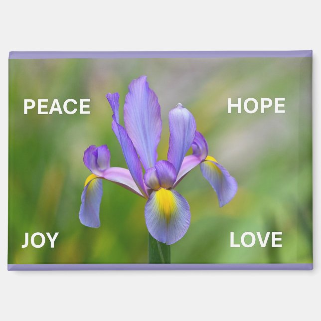 Magnet mit Irisblume und Advent-Themen (Vorderseite)