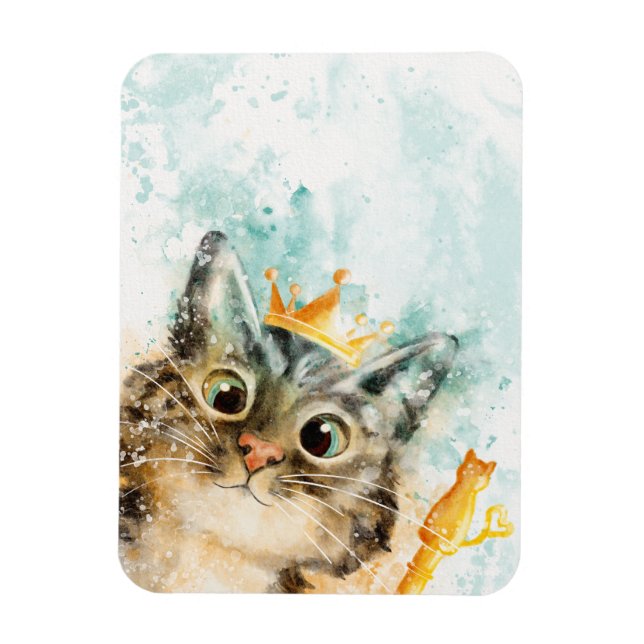 Magnet mit Katze samt Zepter und Krone (Vertikal)