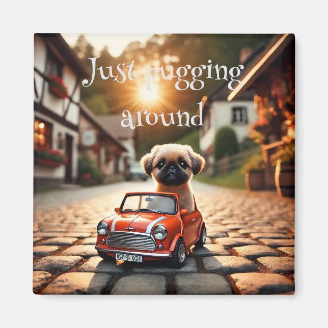 Magnet mit Mops und Mini Morris  (Vorne)