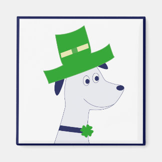 Magnet mit St. Patrick's Day-Hund und Kleeblatt