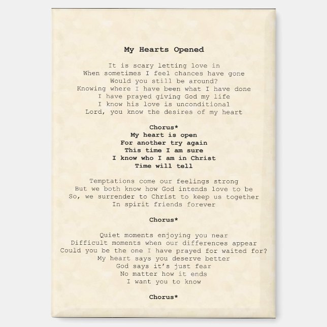 Magnet ; Mon coeur s'ouvre (Recto)