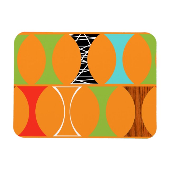 Magnet Motif orange moderne du milieu du siècle (Horizontal)