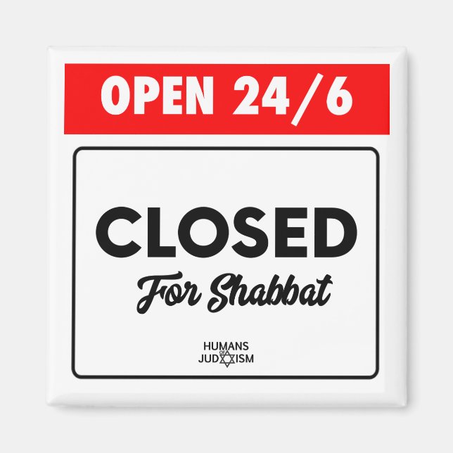 Magnet: Offen 24/6 geschlossen für Shabbat Magnet (Vorne)