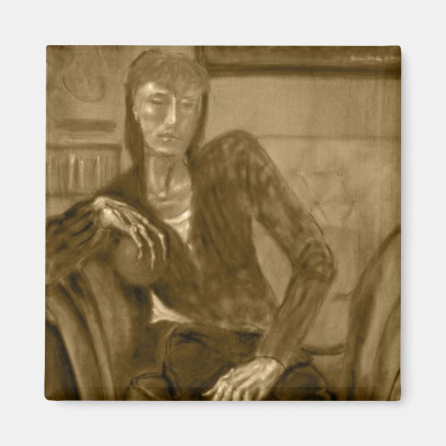 Magnet - Ölgemälde "Orange" in Sepia Tone (Vorne)