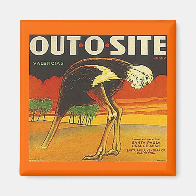 MAGNET ~ OSTRICH ~ OUT-O-SITE VINTAGES ETIKETT Ora (Vorne)