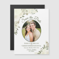 Magnet ovale de sauvegarde de date de mariage à fl