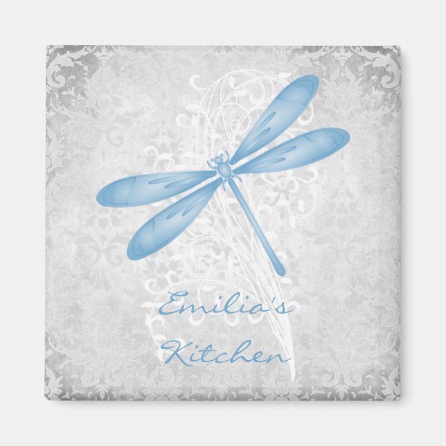 Magnet personnalisé de libellules bleues (Devant)