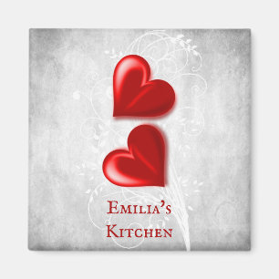 Magnet personnalisé des Coeurs rouges