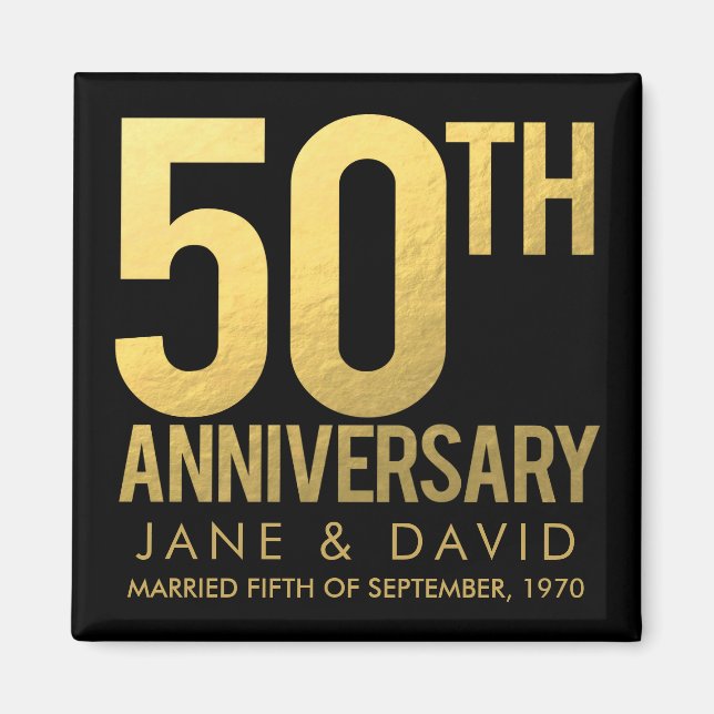 MAGNET PERSONNALISÉ DU 50E ANNIVERSAIRE D'OR NOIR (Devant)