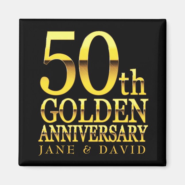 MAGNET PERSONNALISÉ DU 50E ANNIVERSAIRE D'OR NOIR (Devant)