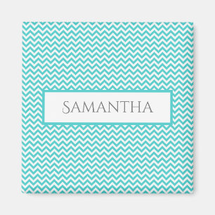 Magnet personnalisé turquoise simple Chevron