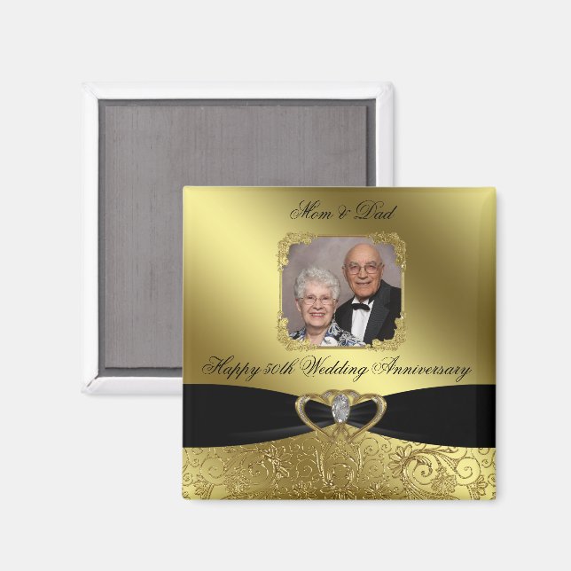 Magnet photo Anniversaire Mariage d'or (Recto/Verso)